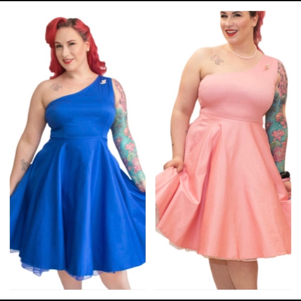 Vivacious Vixen Apparel one shoulder dress 4X pink